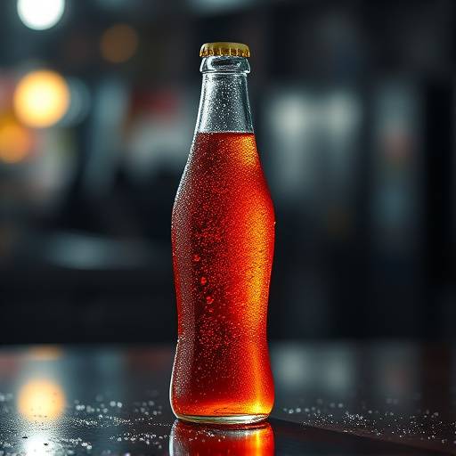 Commercial photograph of a beverage bottle with condensation effects