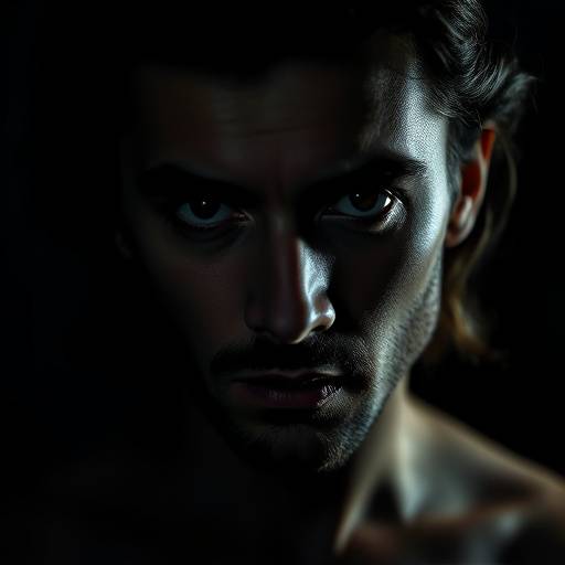 Dramatic portrait with striking chiaroscuro lighting