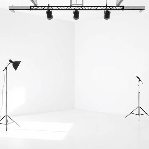 Minimalist studio with clean white walls and seamless backdrop options